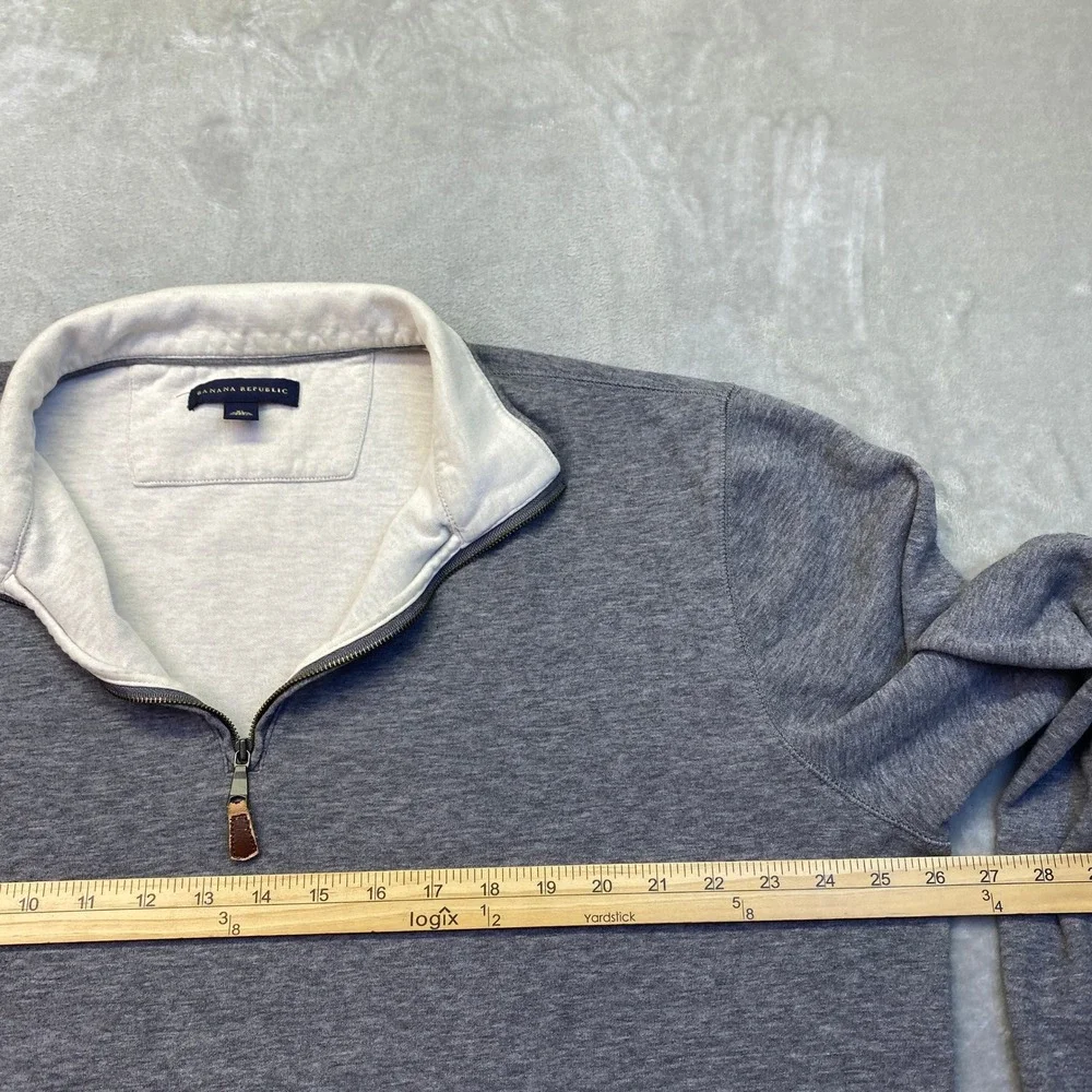 Banana Republic‎ Mens XL Quarter Zip Pullover Sweater Grey Cotton Blend 671276